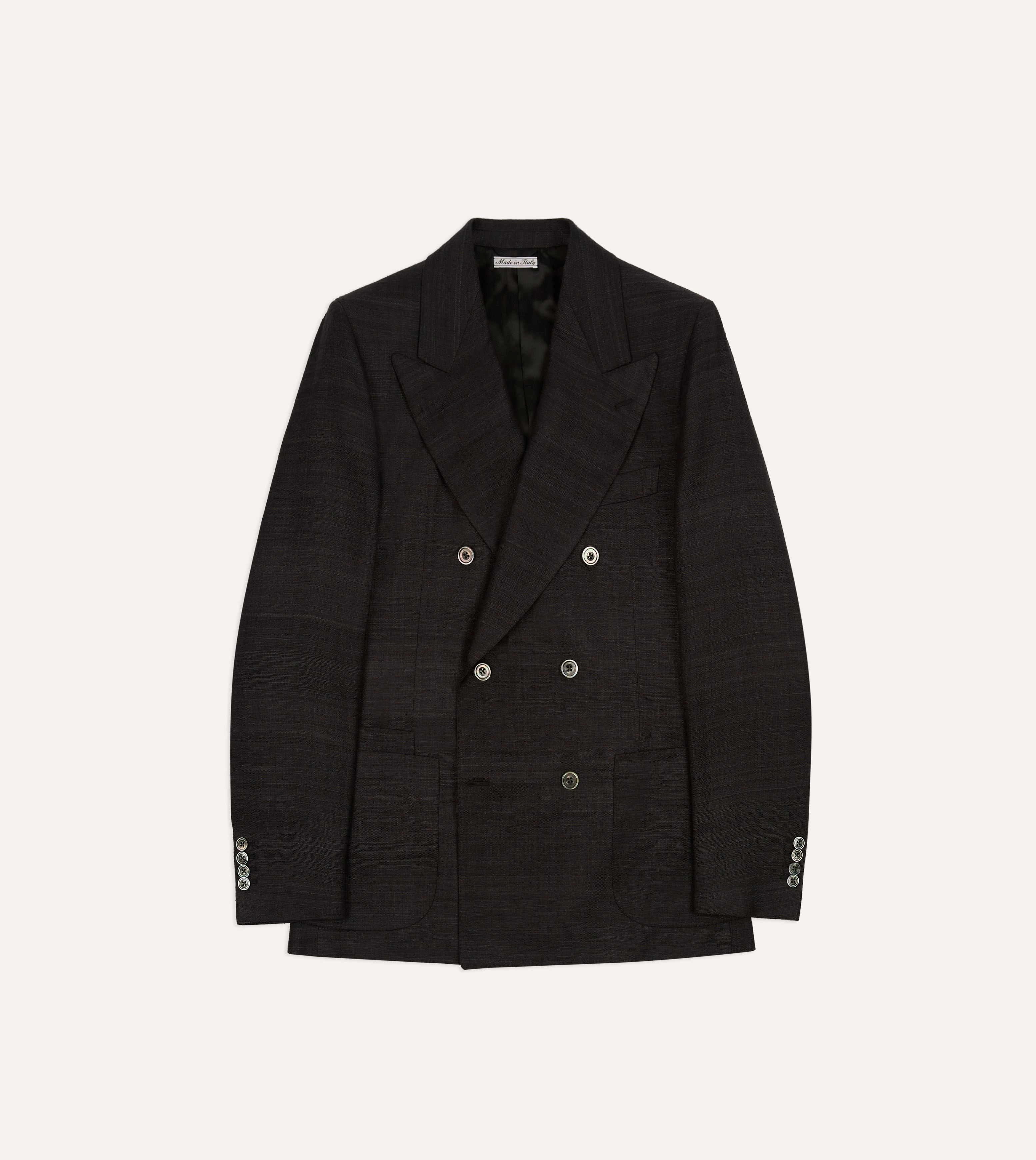 Business Ready Outfit Black Tussah Silk Double-Breasted Evening Jacket