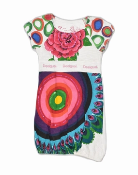 Smooth Drape Match Quick DESIGUAL Girls Bubble Dress 5-6 Years White Floral