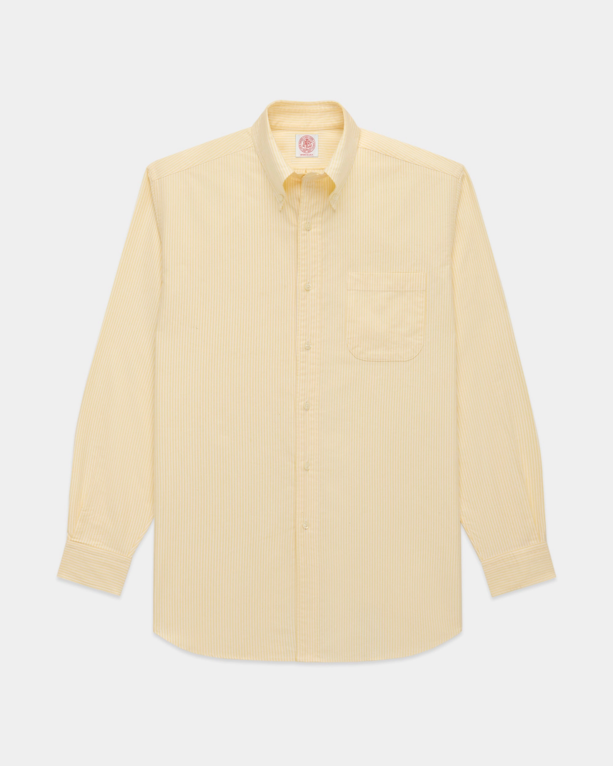 Made-in-USA Yellow University Stripe Oxford Dress Shirt - Classic Fit Sporty Look Spring Collection