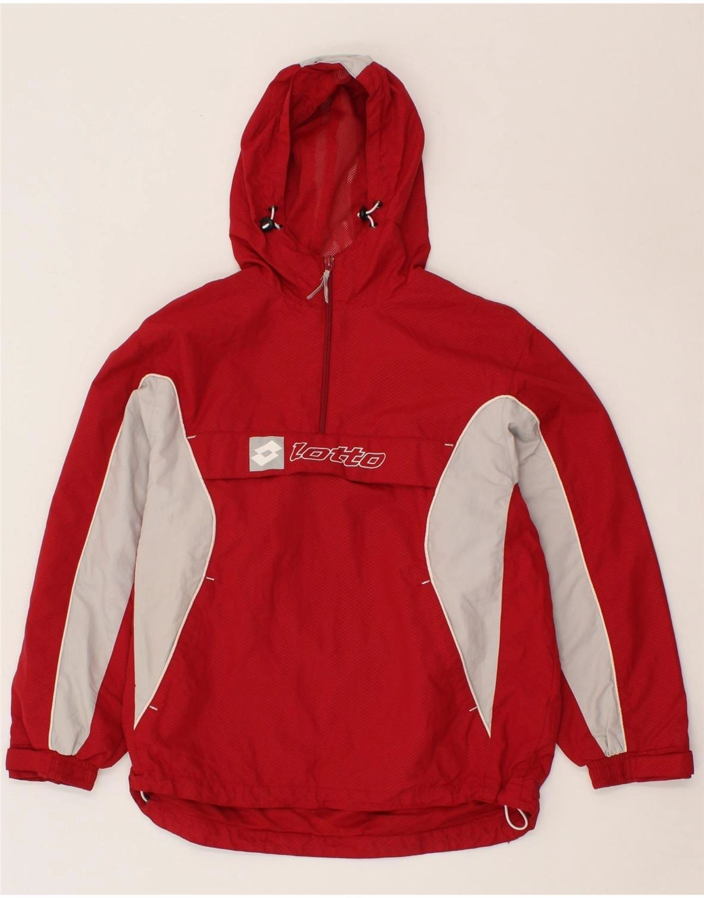 LOTTO Boys Hooded Graphic Anorak Jacket 9-10 Years Small Red Colourblock Regular Fit Outdoor Utility