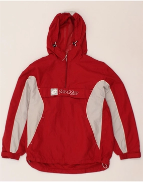 LOTTO Boys Hooded Graphic Anorak Jacket 9-10 Years Small Red Colourblock Regular Fit Outdoor Utility