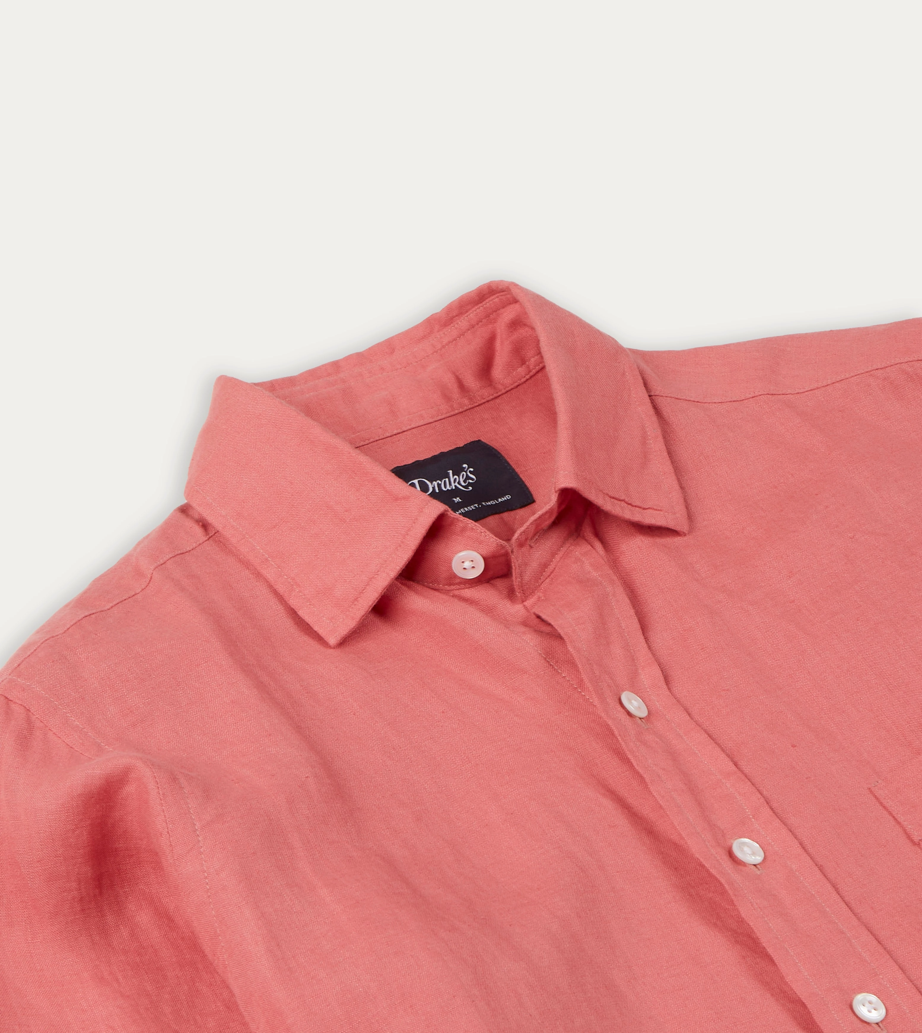 Polished Placket Pink Linen Spread Collar Shirt