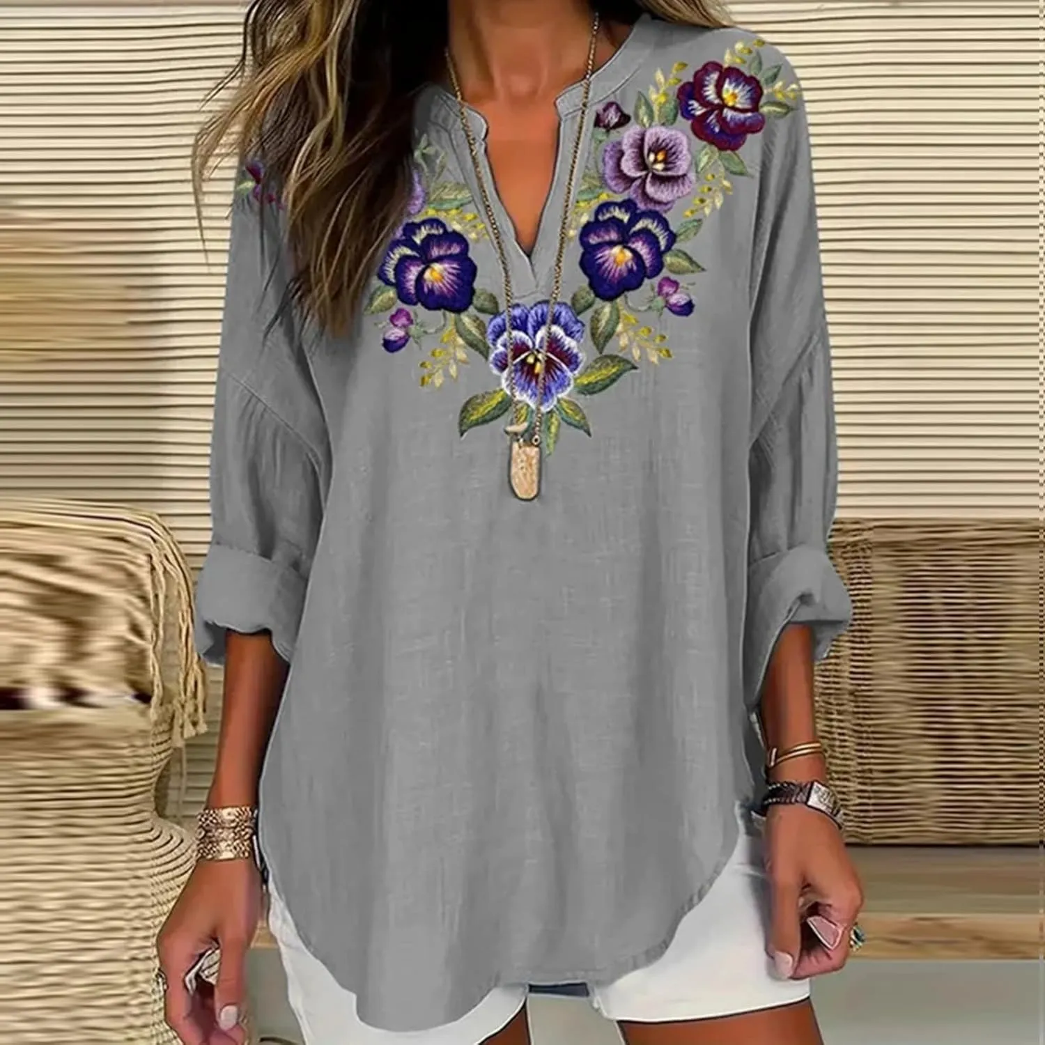 Alzheimers Awareness Shirts Daughter Floral Leaves Printed Long Sleeve Top Summer Cotton Linen Tees Shirts Blouses