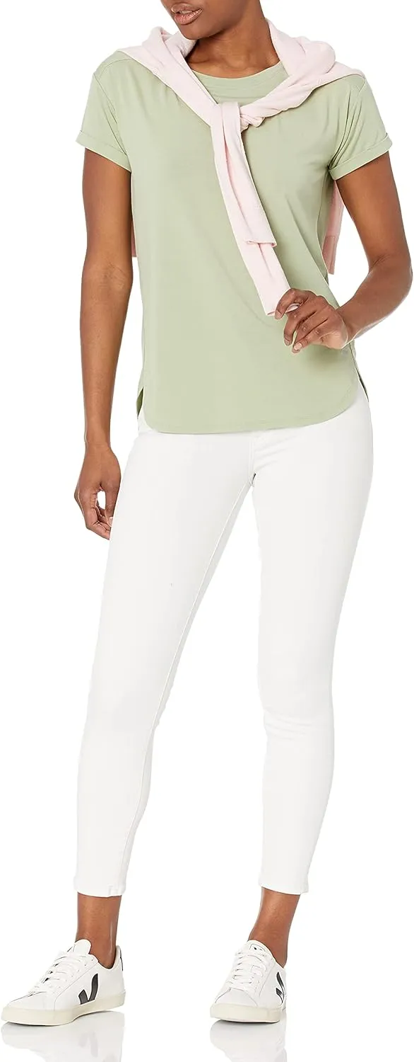 Amazon Essentials Women's Studio Relaxed-Fit Lightweight Crewneck T-Shirt (Available in Plus Size), Multipacks