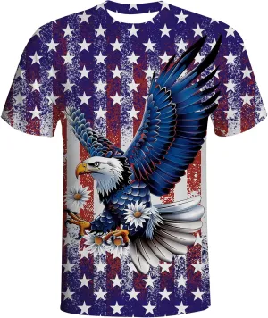 American Flag Eagle T-Shirts for Men Women 3D Printed T-Shirts Short Sleeve Graphic Tees Shirt