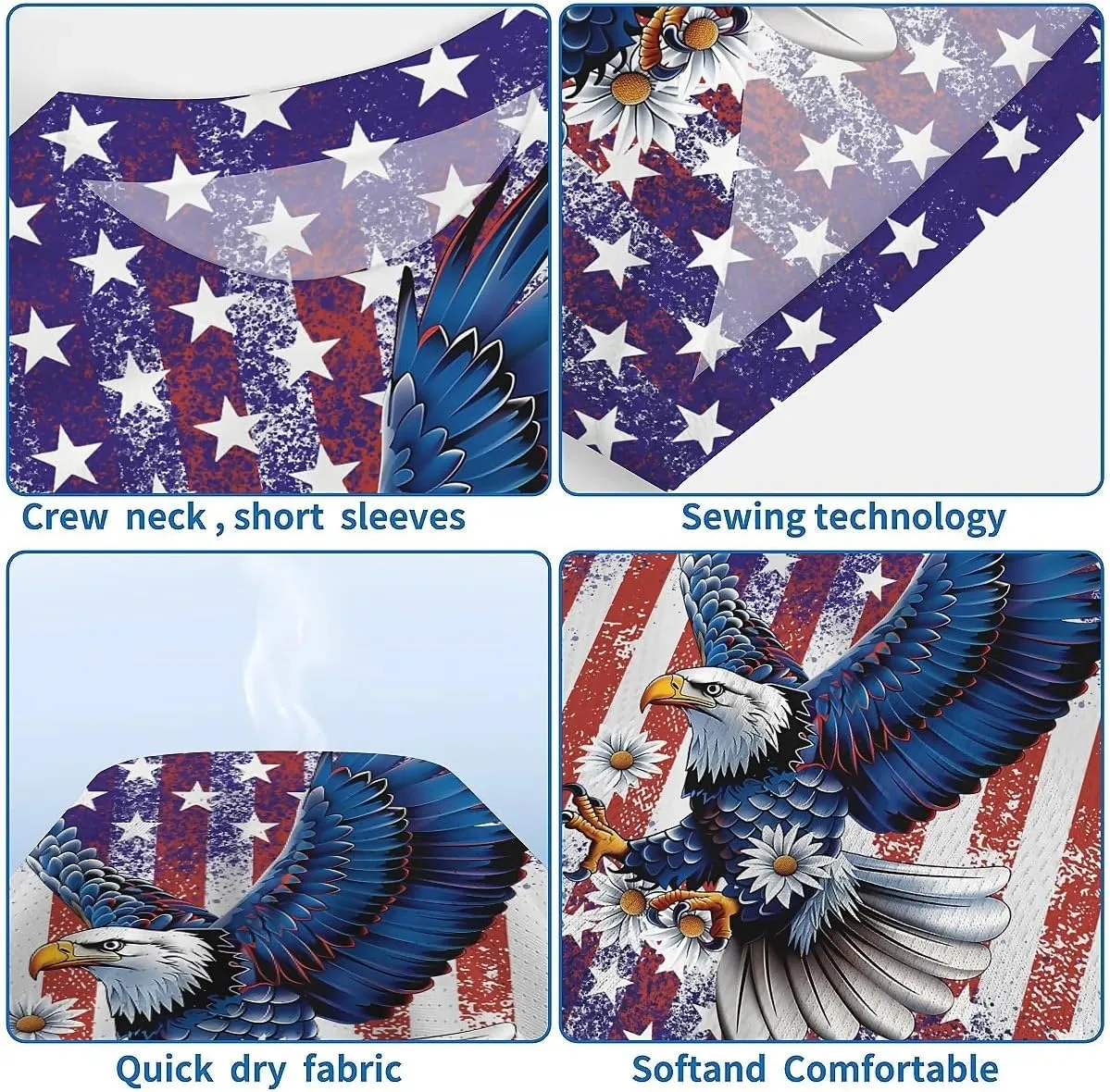 American Flag Eagle T-Shirts for Men Women 3D Printed T-Shirts Short Sleeve Graphic Tees Shirt