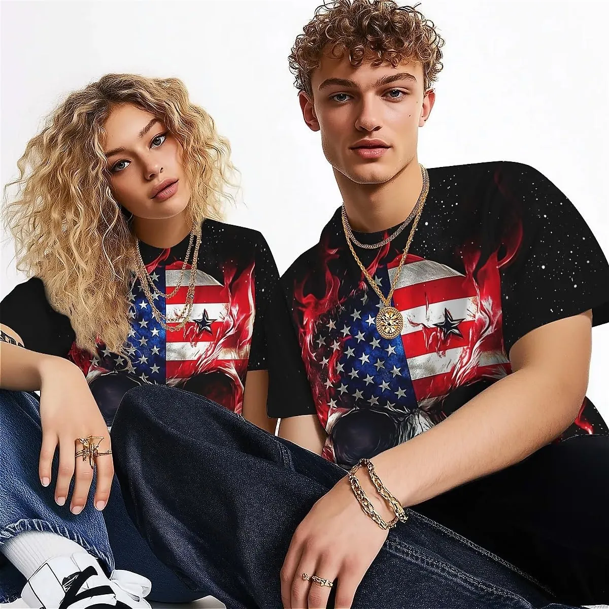 American Flag Eagle T-Shirts for Men Women 3D Printed T-Shirts Short Sleeve Graphic Tees Shirt
