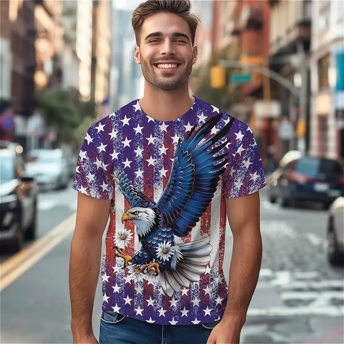 American Flag Eagle T-Shirts for Men Women 3D Printed T-Shirts Short Sleeve Graphic Tees Shirt