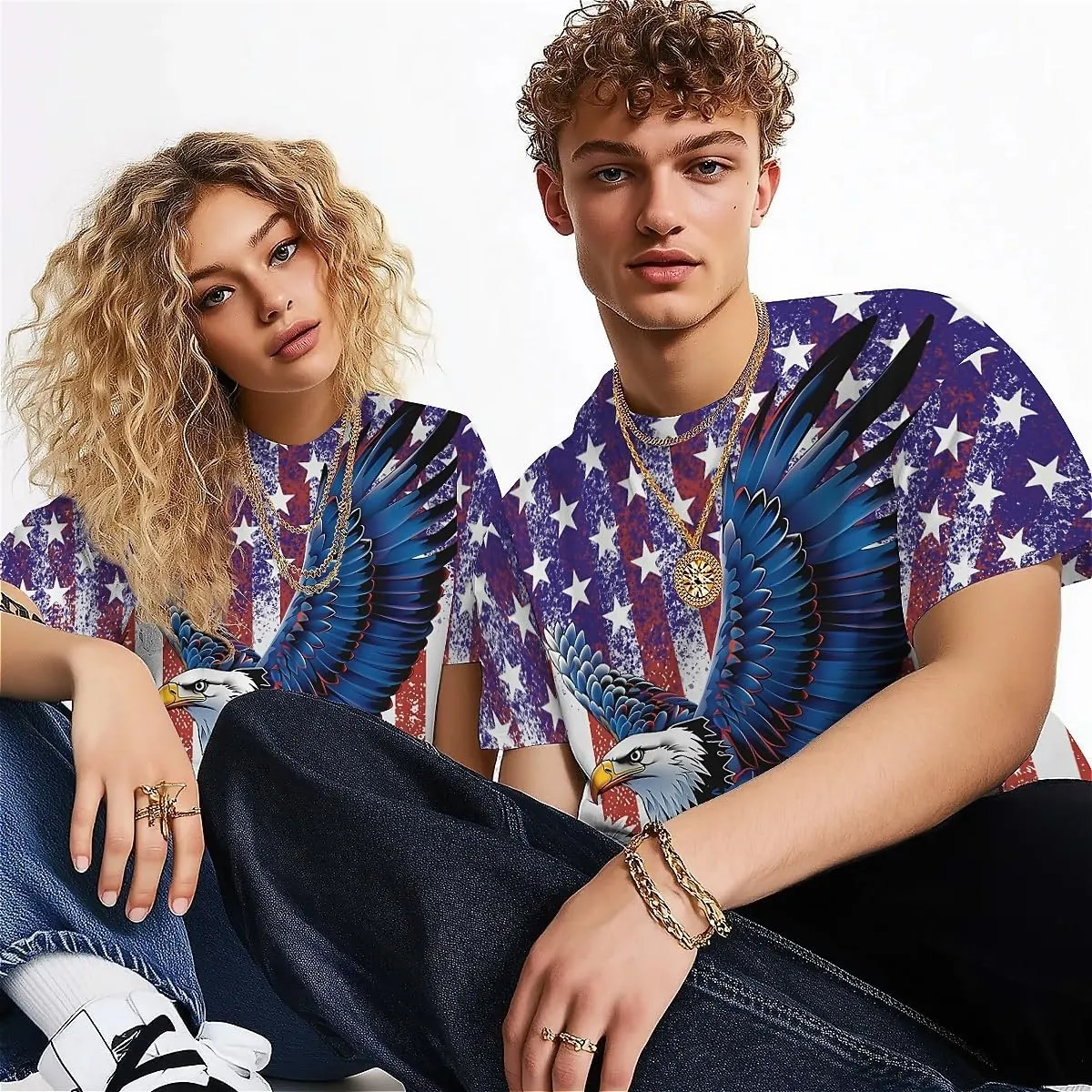American Flag Eagle T-Shirts for Men Women 3D Printed T-Shirts Short Sleeve Graphic Tees Shirt
