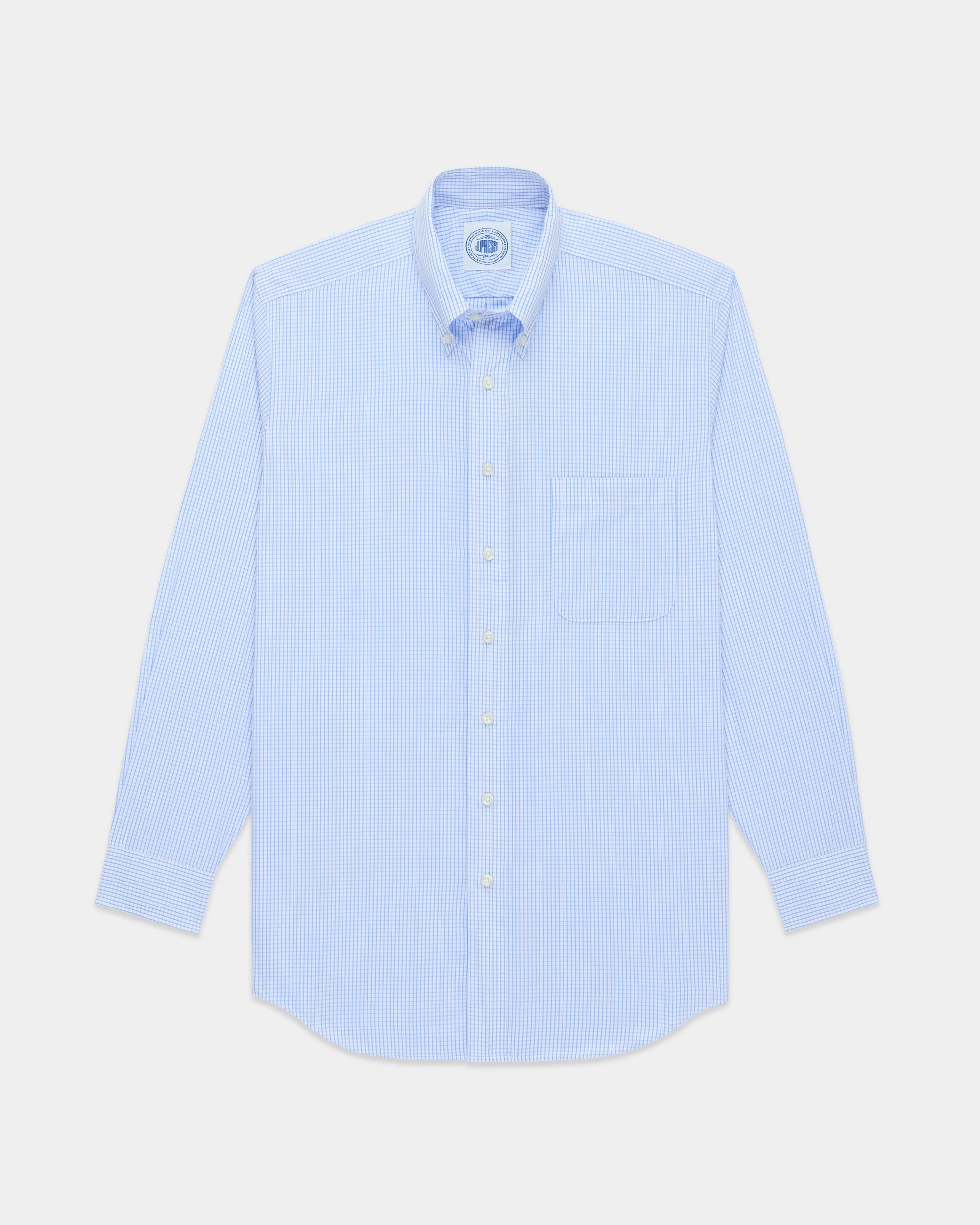Dynamic Design Edgy style Made-in-USA Blue Tattersall Button Down Oxford Cloth Shirt - Classic Fit