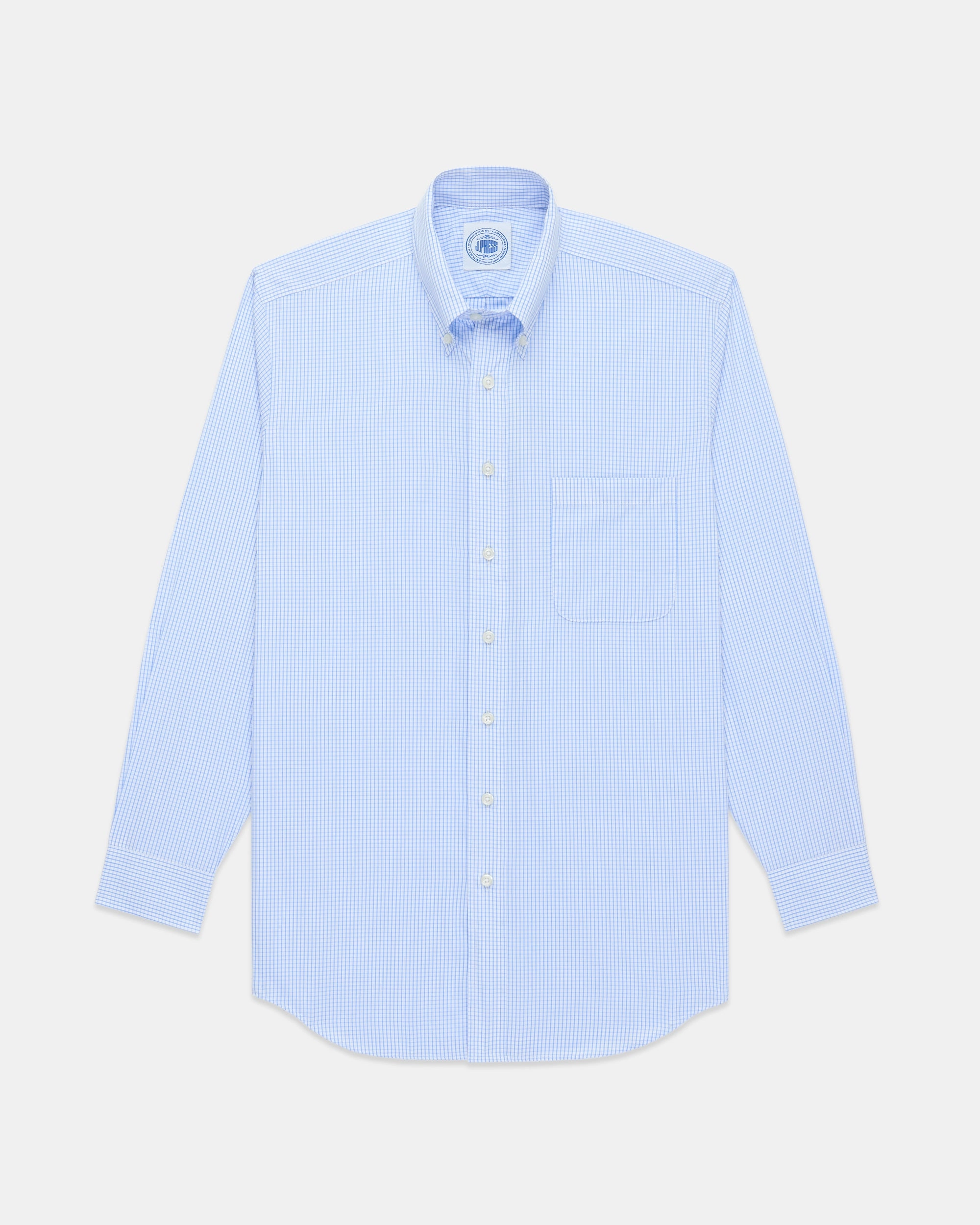 Made-in-USA Blue Tattersall Button Down Oxford Cloth Shirt - Classic Fit Workwear Approved