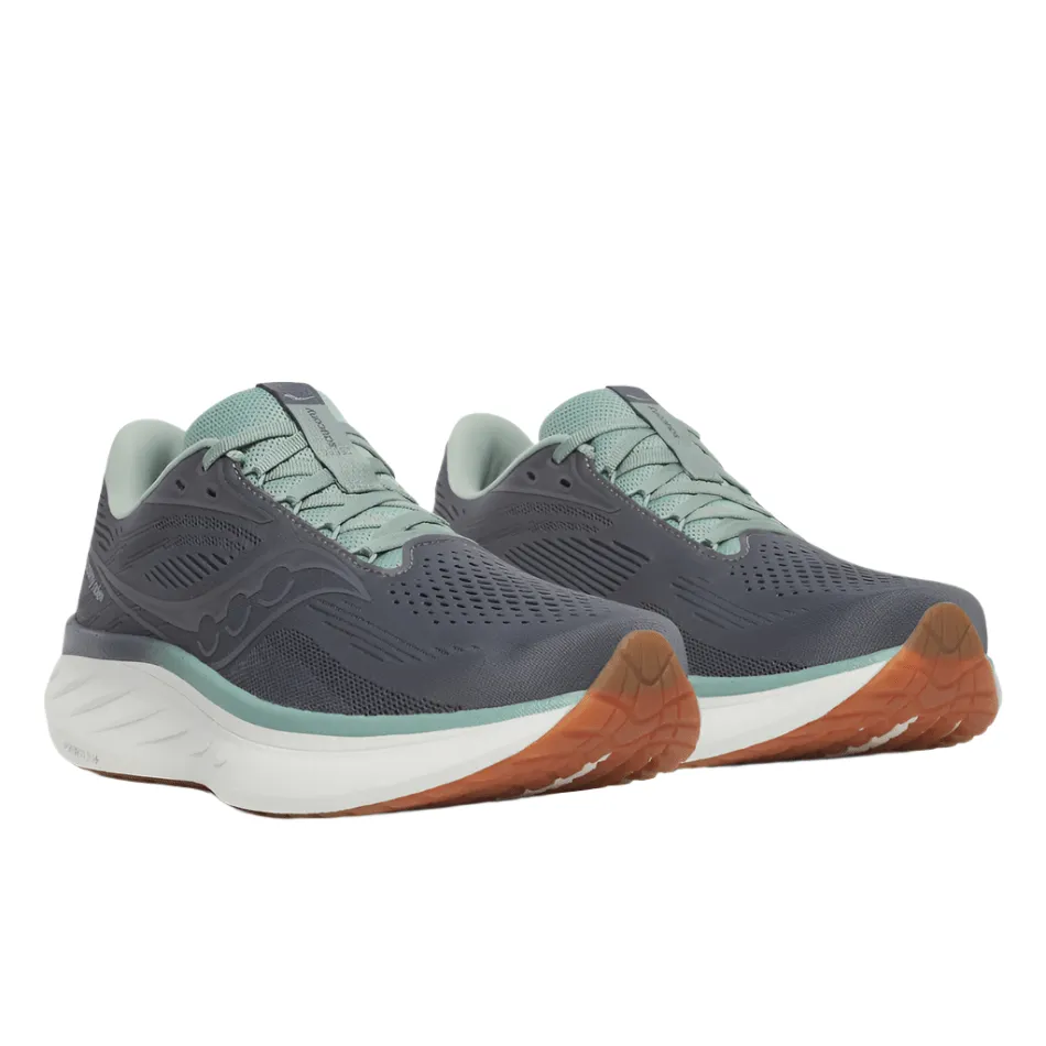 Thermal Regulating Lining Energy Return Design Saucony Men's Ride 18 Running Shoes in Carbon/Iceberg AW25