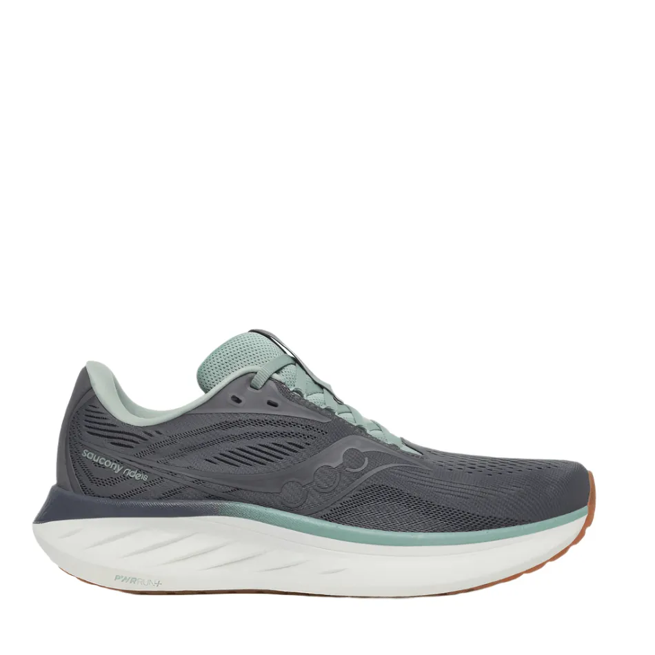Saucony Men's Ride 18 Running Shoes in Carbon/Iceberg AW25 short - distance running choice