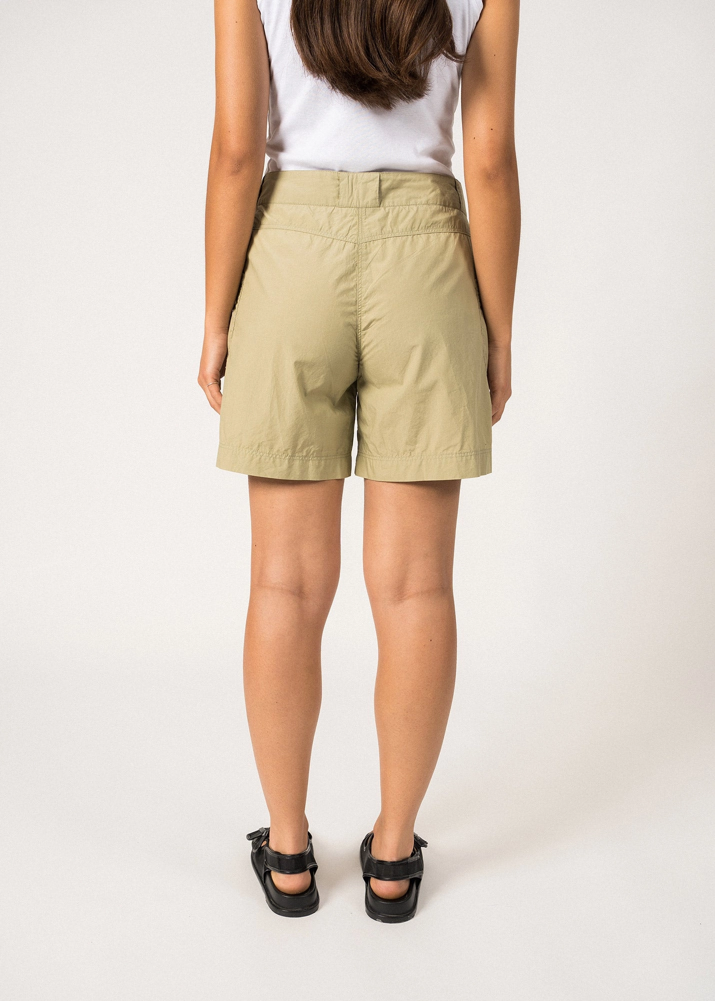 ANNA - Shorts with Large Pockets for Women | Lightweight Cotton Canvas | Relaxed Fit (SOFT ALMOND) Light Edge yoga session