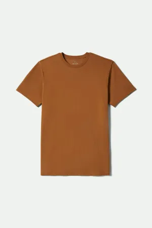 Premium Cotton Short Sleeve Tailored T-Shirt - Washed Copper Seam Free Shoulders Essential Piece
