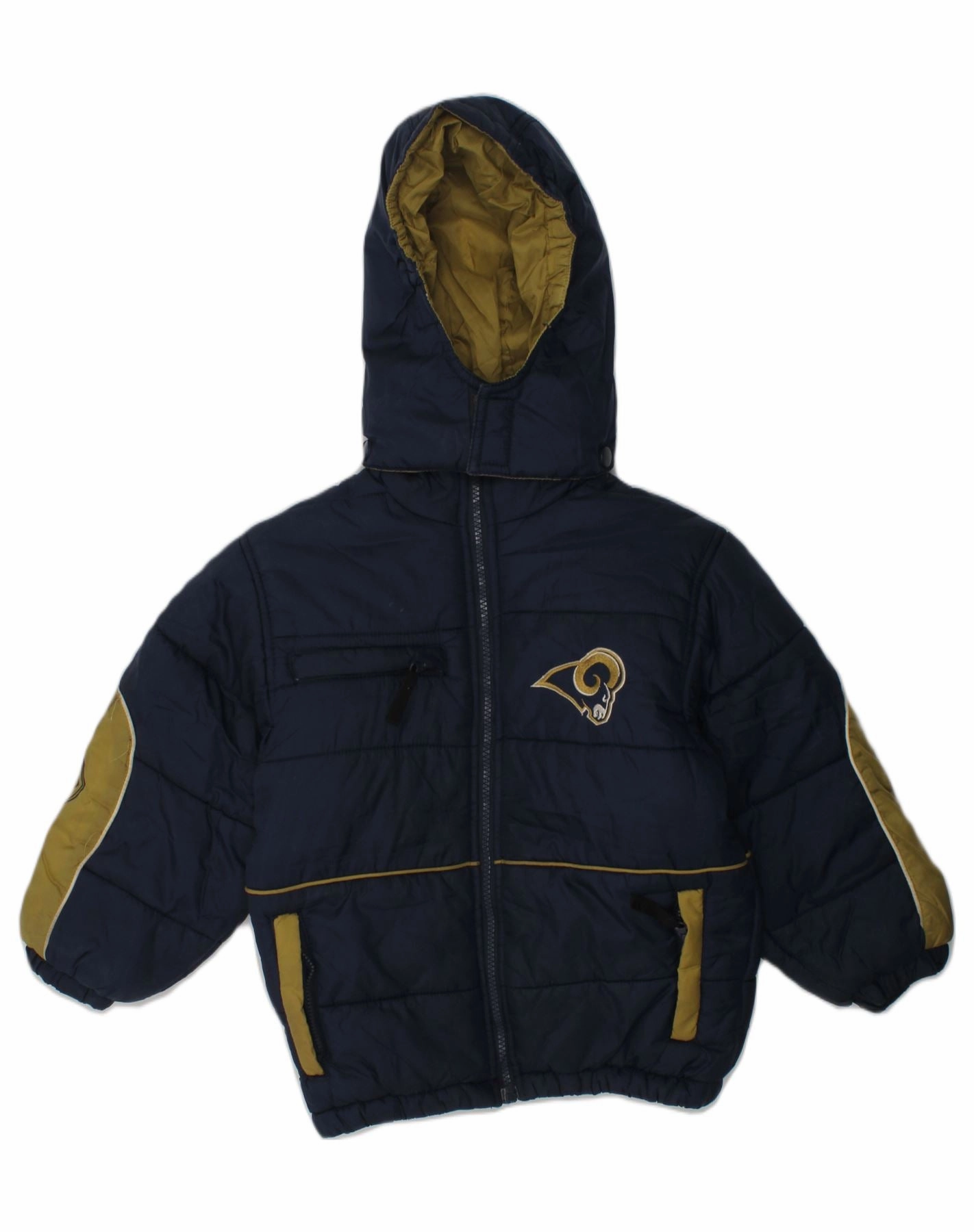 NFL Boys Hooded Padded Jacket 5-6 Years Navy Blue Nylon Convertible Features