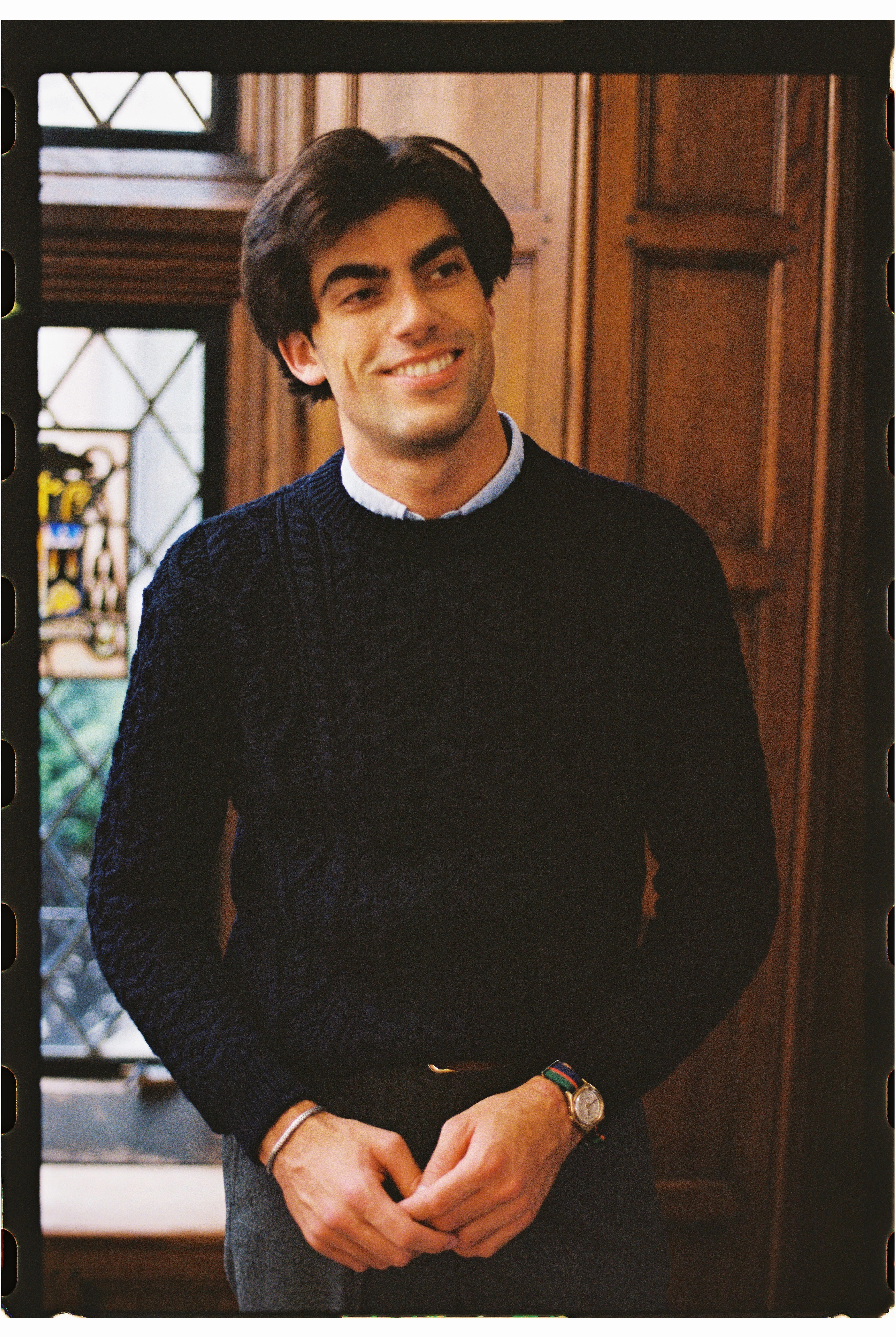 Timeless Design Effortless knitwear Made-in-Norway Navy Aran Knit Sweater