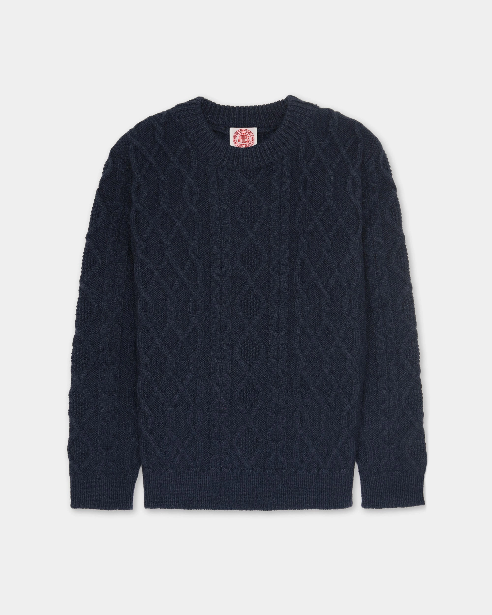 Double Layered Collars Stylish Everyday Wear Made-in-Norway Navy Aran Knit Sweater