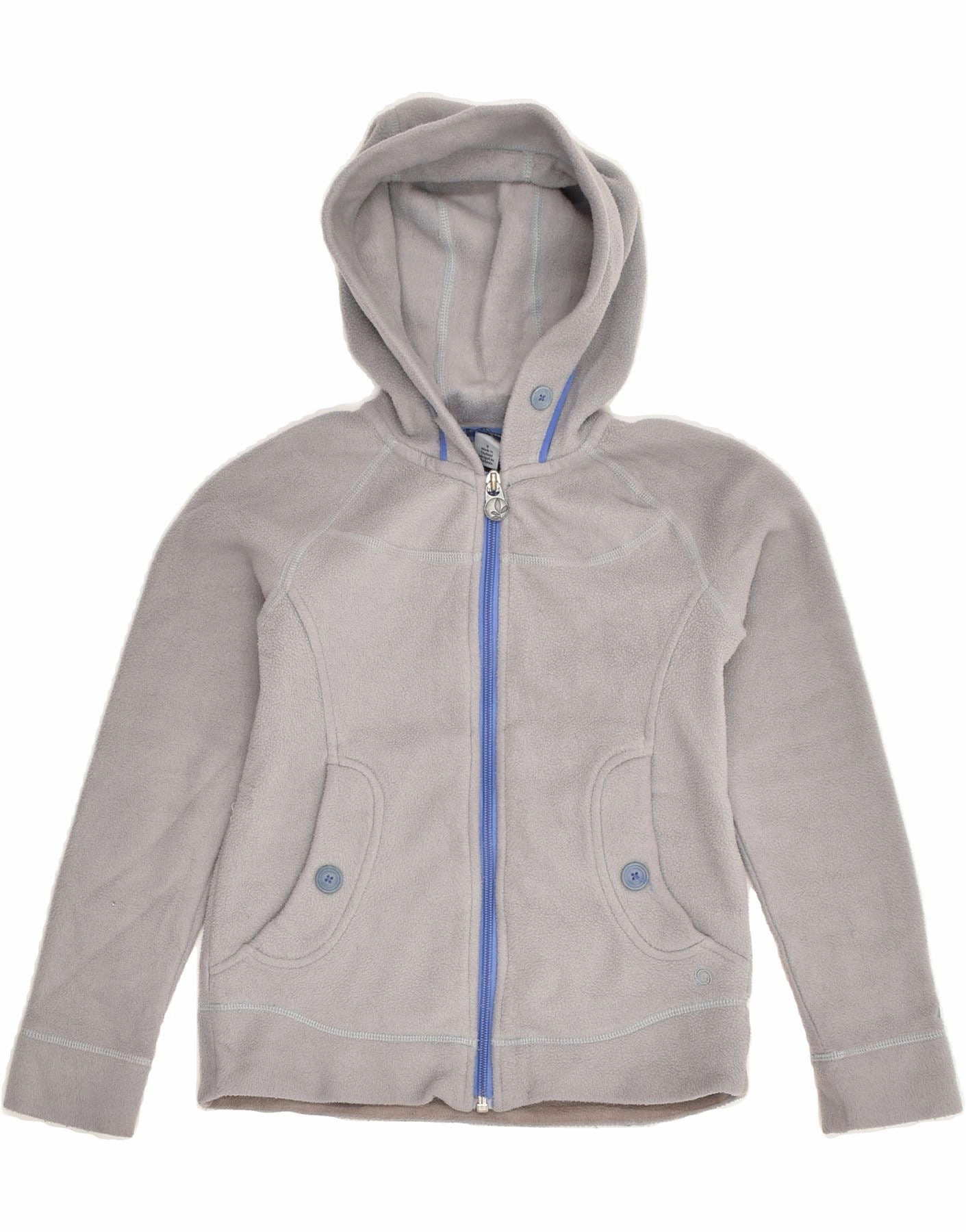 MOUNTAIN EQUIPMENT Boys Hooded Fleece Jacket 7-8 Years Grey Polyester Streamlined Form Picture