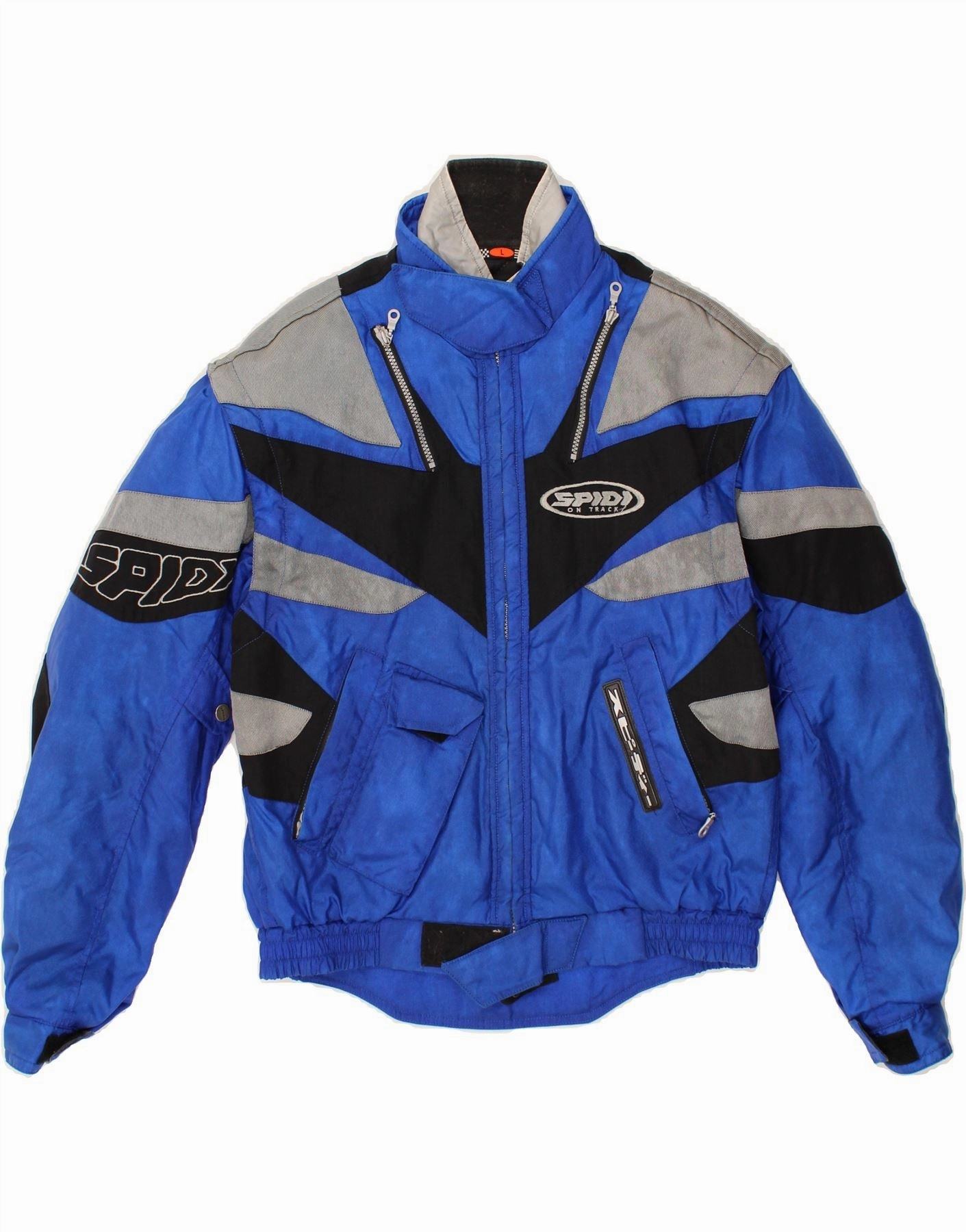 SPIDI Boys Graphic Racer Jacket 15-16 Years Large  Blue Colourblock Praise Durable Stitching
