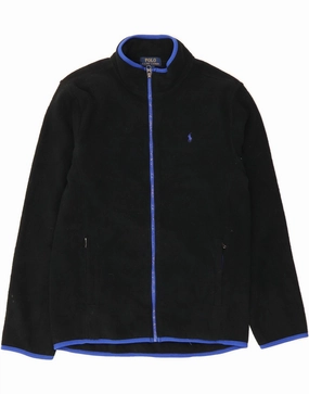POLO RALPH LAUREN Boys Fleece Jacket 15-16 Years XL Black Polyester Affordable Hooded Option