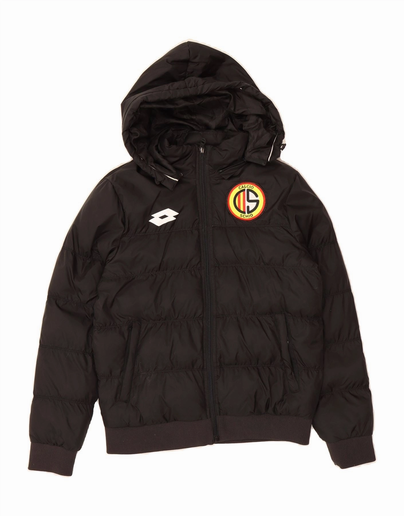 Flexible Shell Patchwork LOTTO Boys Calcio Schio Graphic Padded Jacket 11-12 Years Medium Black