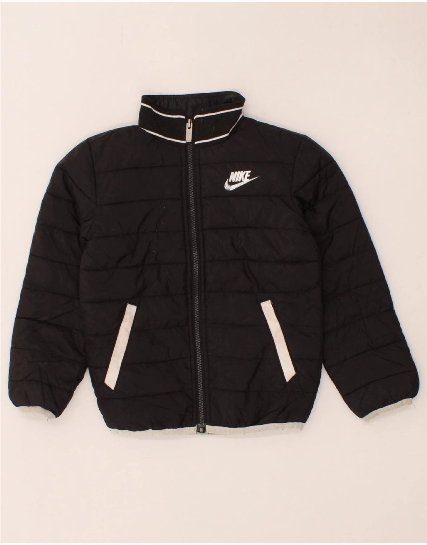 NIKE Boys Graphic Padded Jacket 3-4 Years XS Black Polyester Lightweight Warmth Prospect