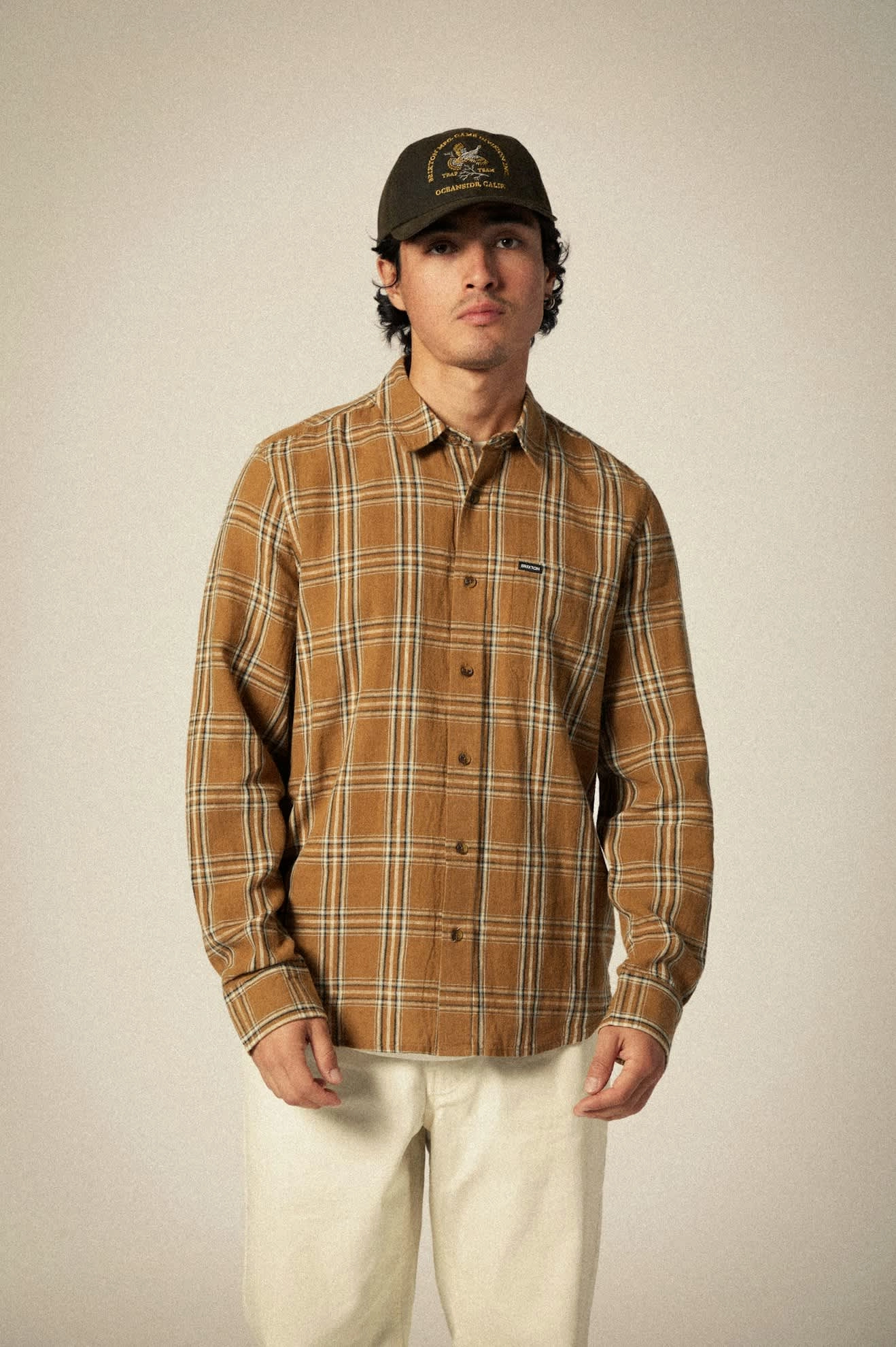 Charter Linen Blend L/S Shirt - Washed Copper/Whitecap Plaid Smooth Finish Contemporary Style
