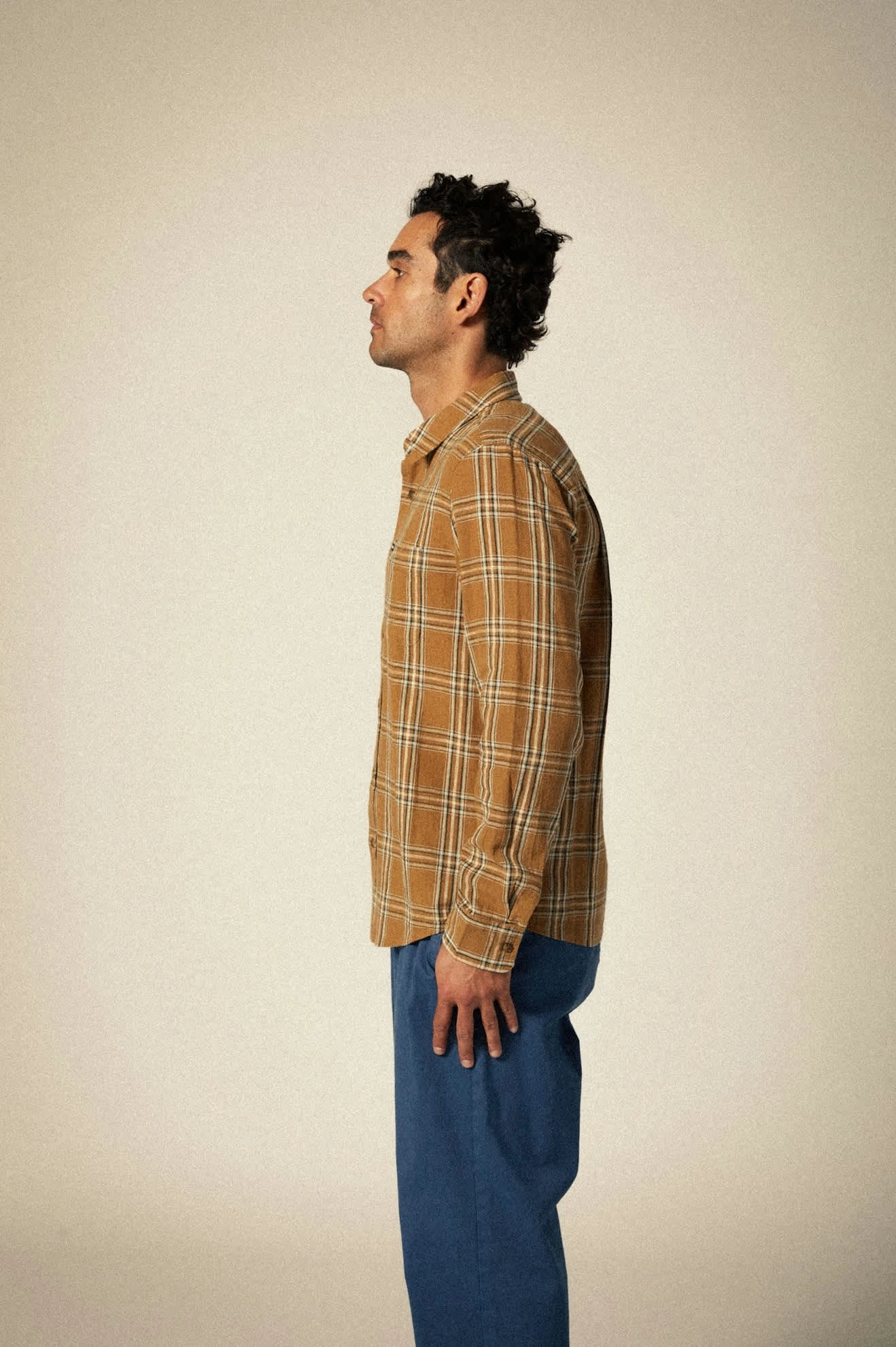 Charter Linen Blend L/S Shirt - Washed Copper/Whitecap Plaid Sustainable Weave Day-To-Night Wear