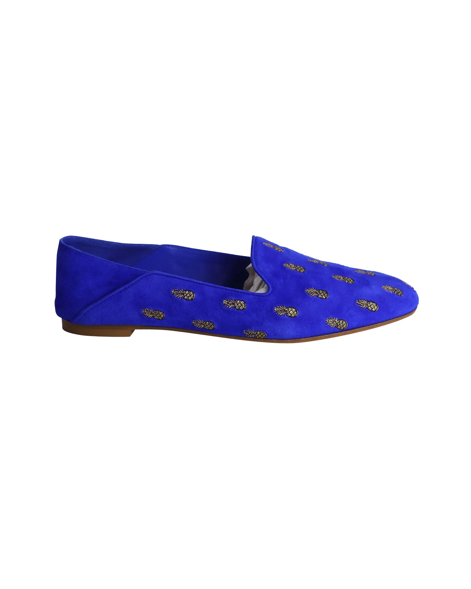 Soft Guard Zip   Up Aquazzura Ananas Slippers in Blue Suede