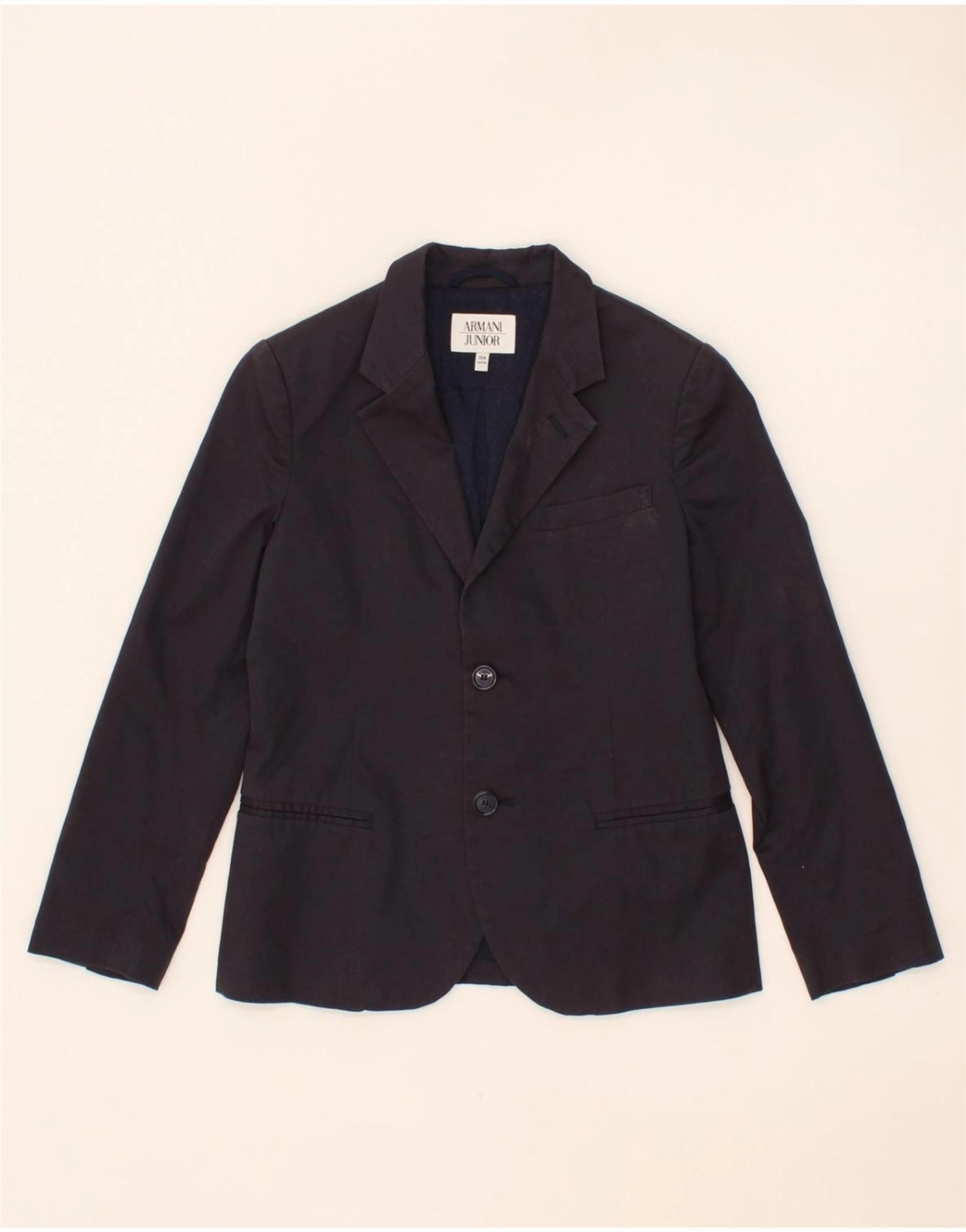 ARMANI JUNIOR Boys 2 Button Blazer Jacket 9-10 Years Navy Blue Cotton suitable for spring activities