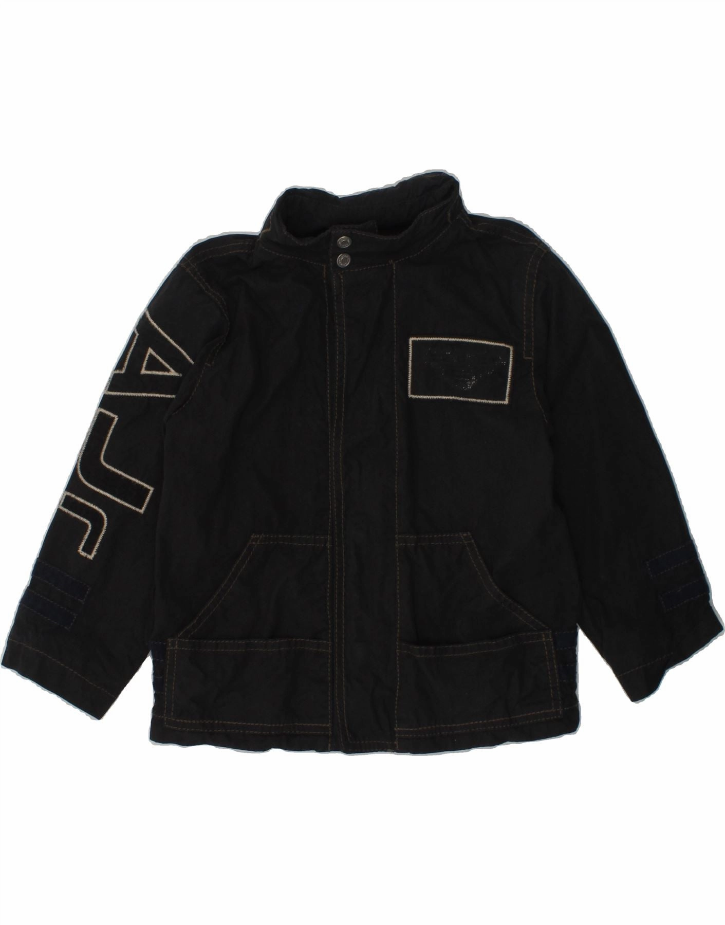 ARMANI JUNIOR Boys Graphic Hooded Bomber Jacket 2-3 Years Black Cotton City Life