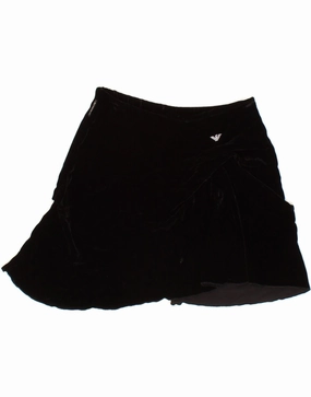 Loose Flow ARMANI JUNIOR Girls Velvet Mini Skirt 11-12 Years W26 Black Viscose