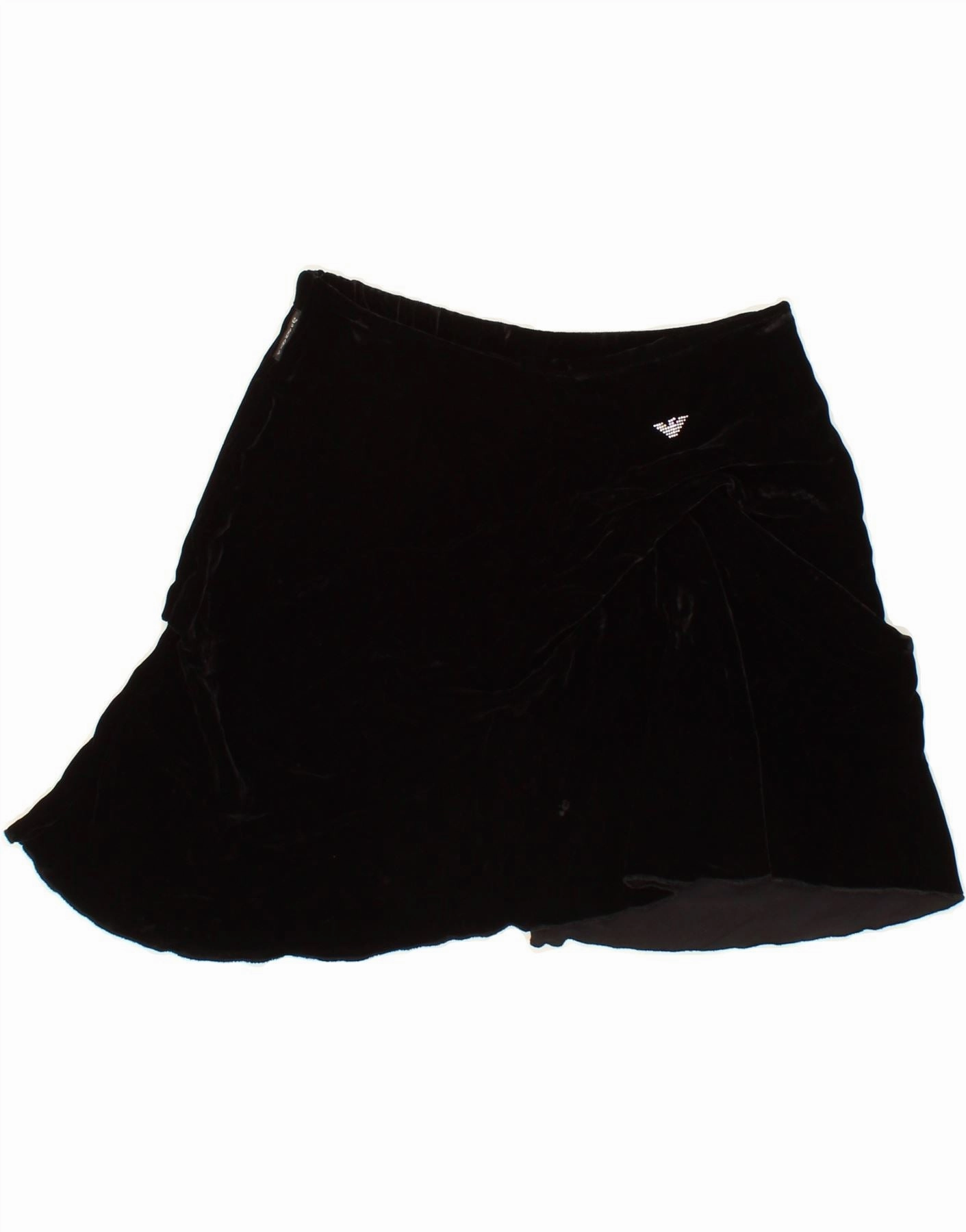 Loose Flow ARMANI JUNIOR Girls Velvet Mini Skirt 11-12 Years W26 Black Viscose
