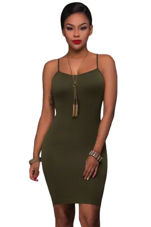 Army Green Seamless Body con Dress
