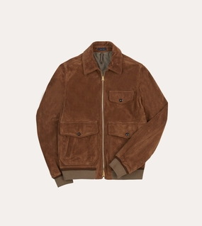 vintage Tobacco Heavyweight Suede A-2 Bomber Jacket
