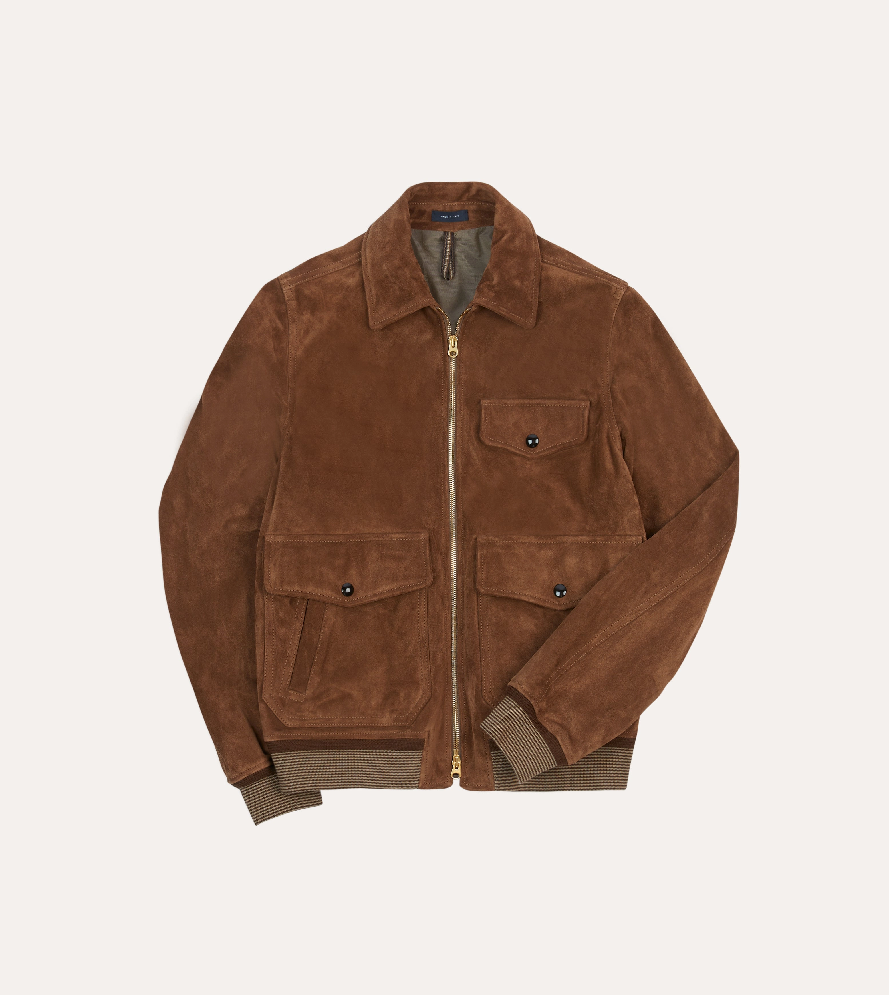 vintage Tobacco Heavyweight Suede A-2 Bomber Jacket