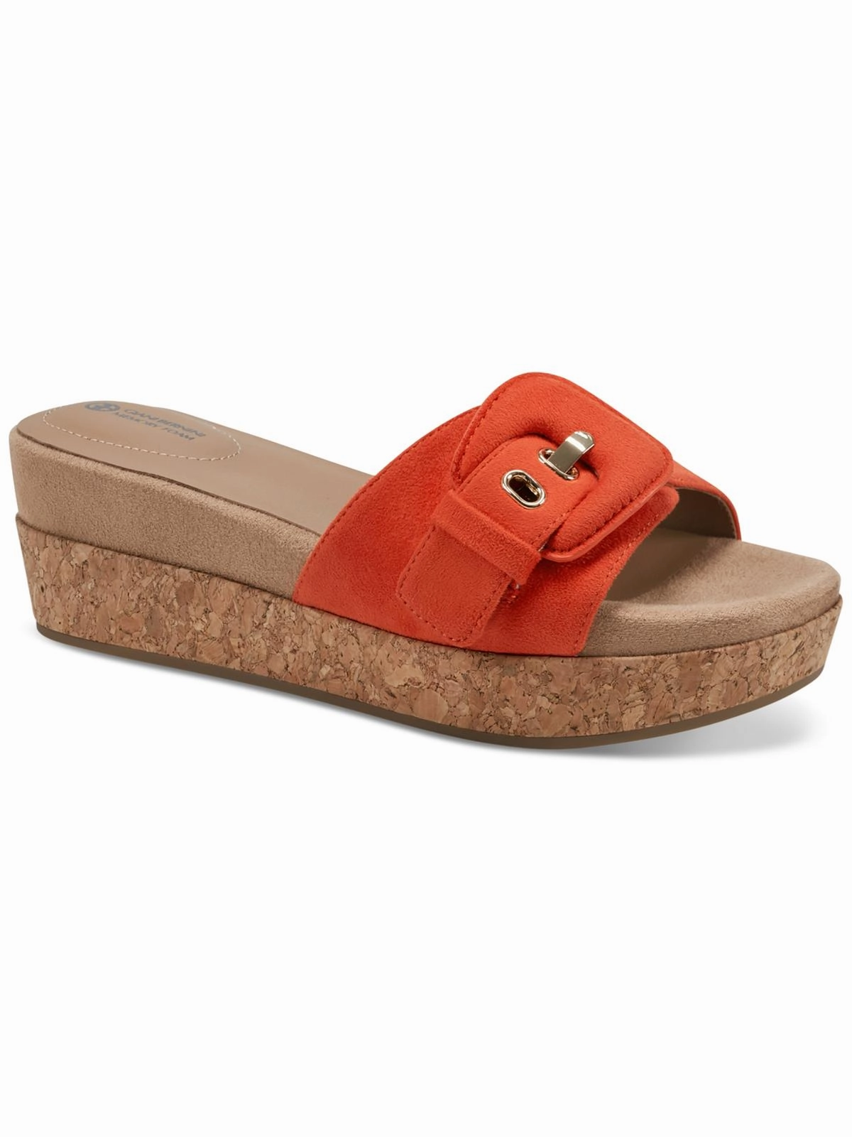 Daily Height Ashllyn Womens Faux Suede Cork Wedge Sandals
