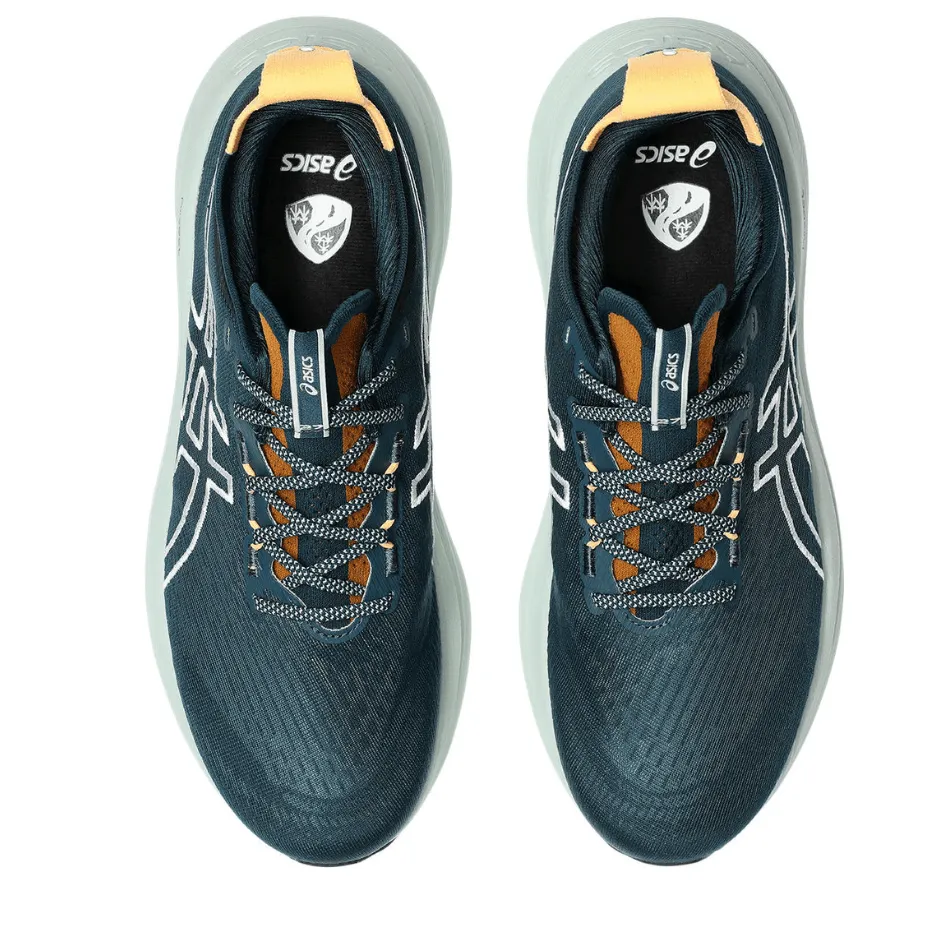 morning run shoes running at night shoes ASICS Men's GEL-NIMBUS 27 TR Running Shoes in Nature Bathing/Tranquil Teal AW25