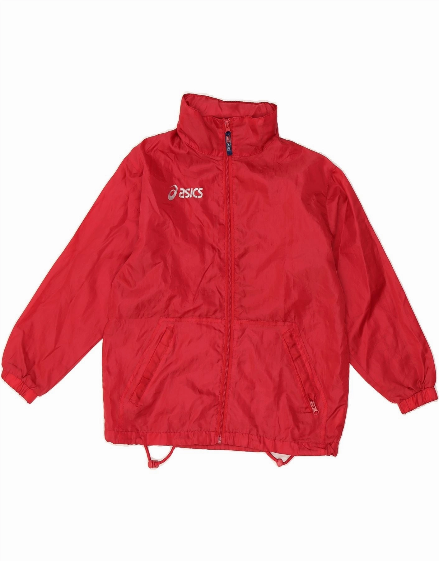 ASICS Boys Graphic Hooded Rain Jacket 9-10 Years Red Polyester Lightweight Fill bag