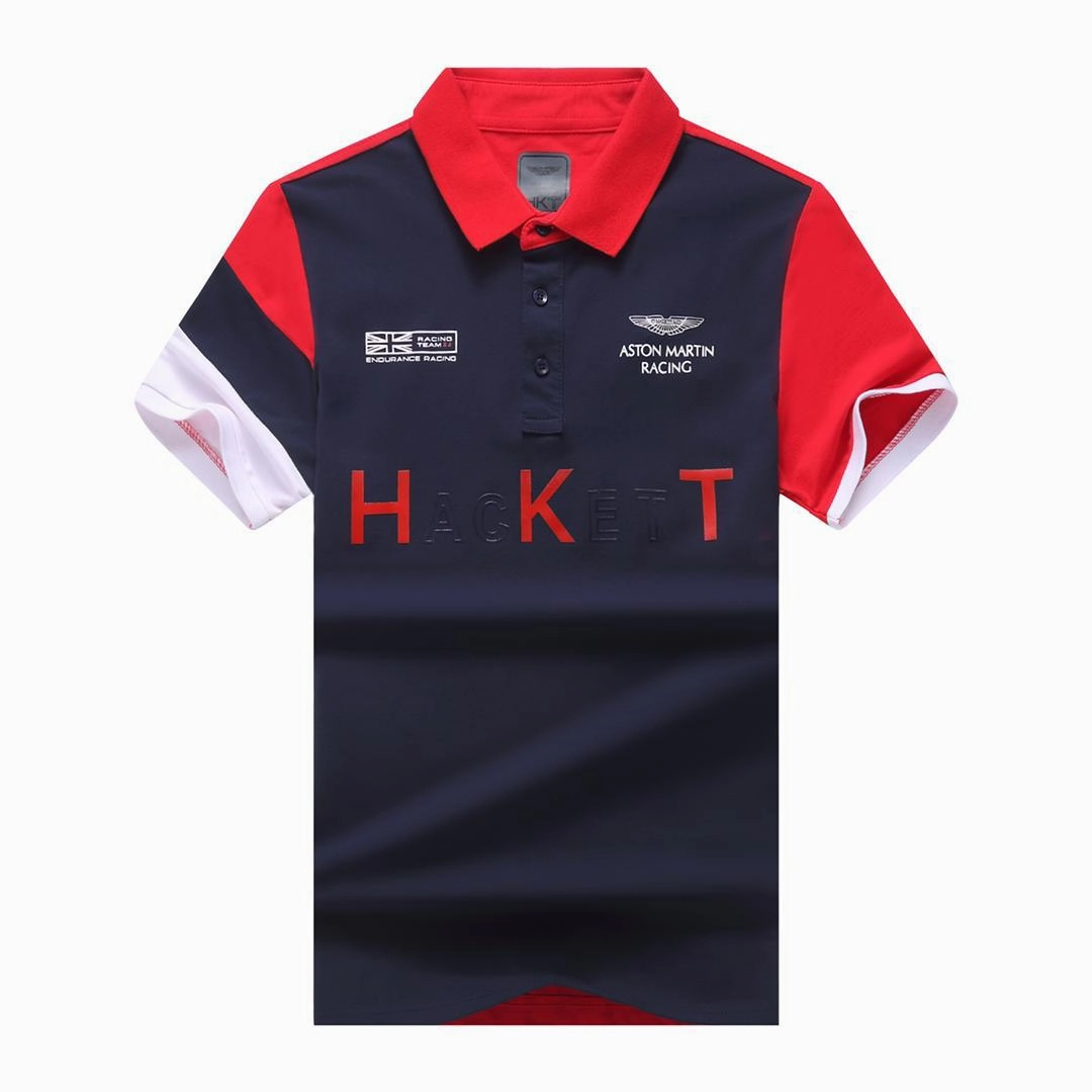 Aston Martin Racing Hackett Polo Navy Blue All-Day Wear Polka Dot Pattern