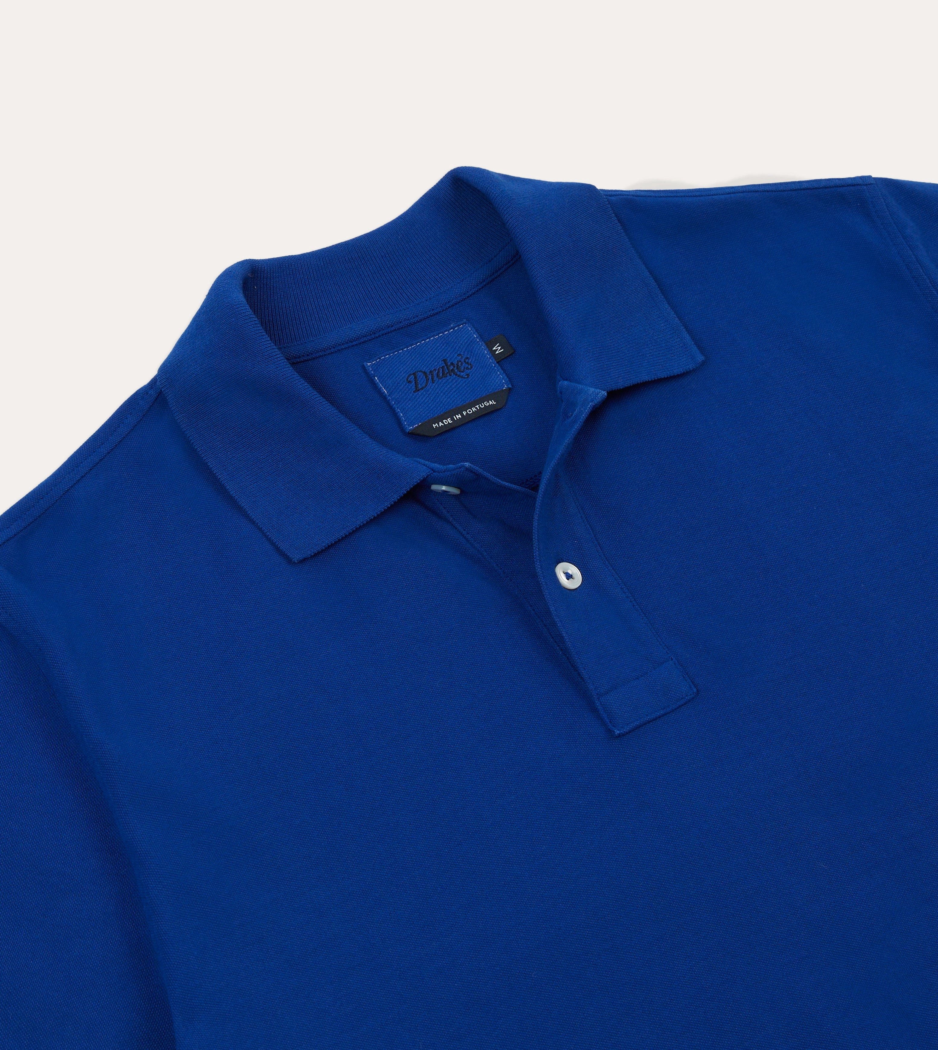 scarf accents Blue Piqu?? Cotton Polo Shirt