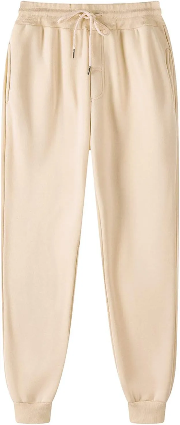 Athletic Pants for Men Elastic Waist Fleece Sweatpants with Pockets Fall Winter Stylish Track Pants Loose Fit Joggers