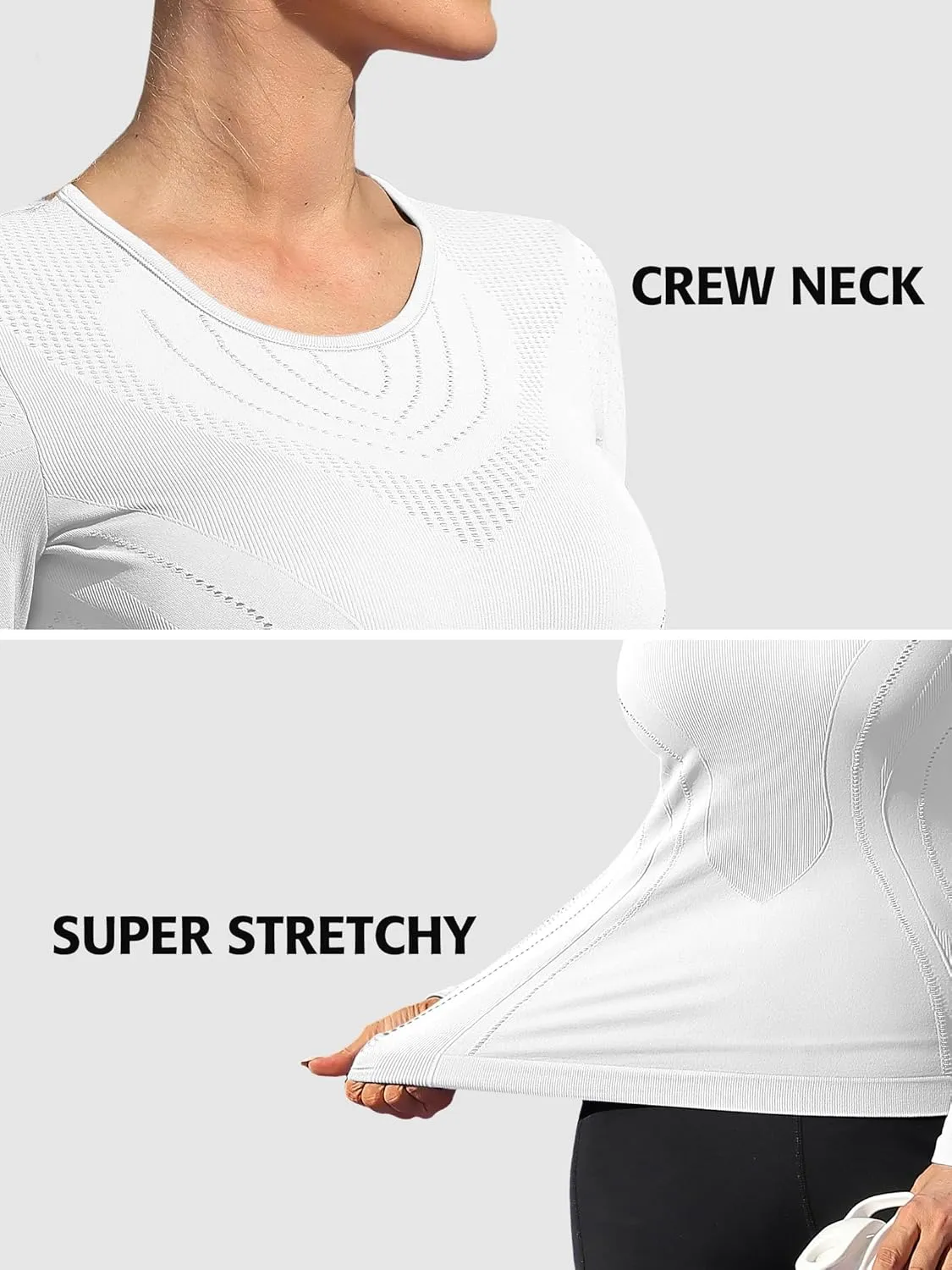 ATTRACO Seamless Workout Shirts for Women Long Sleeve Compression Shirts Slim Fit Athletic Yoga Tops