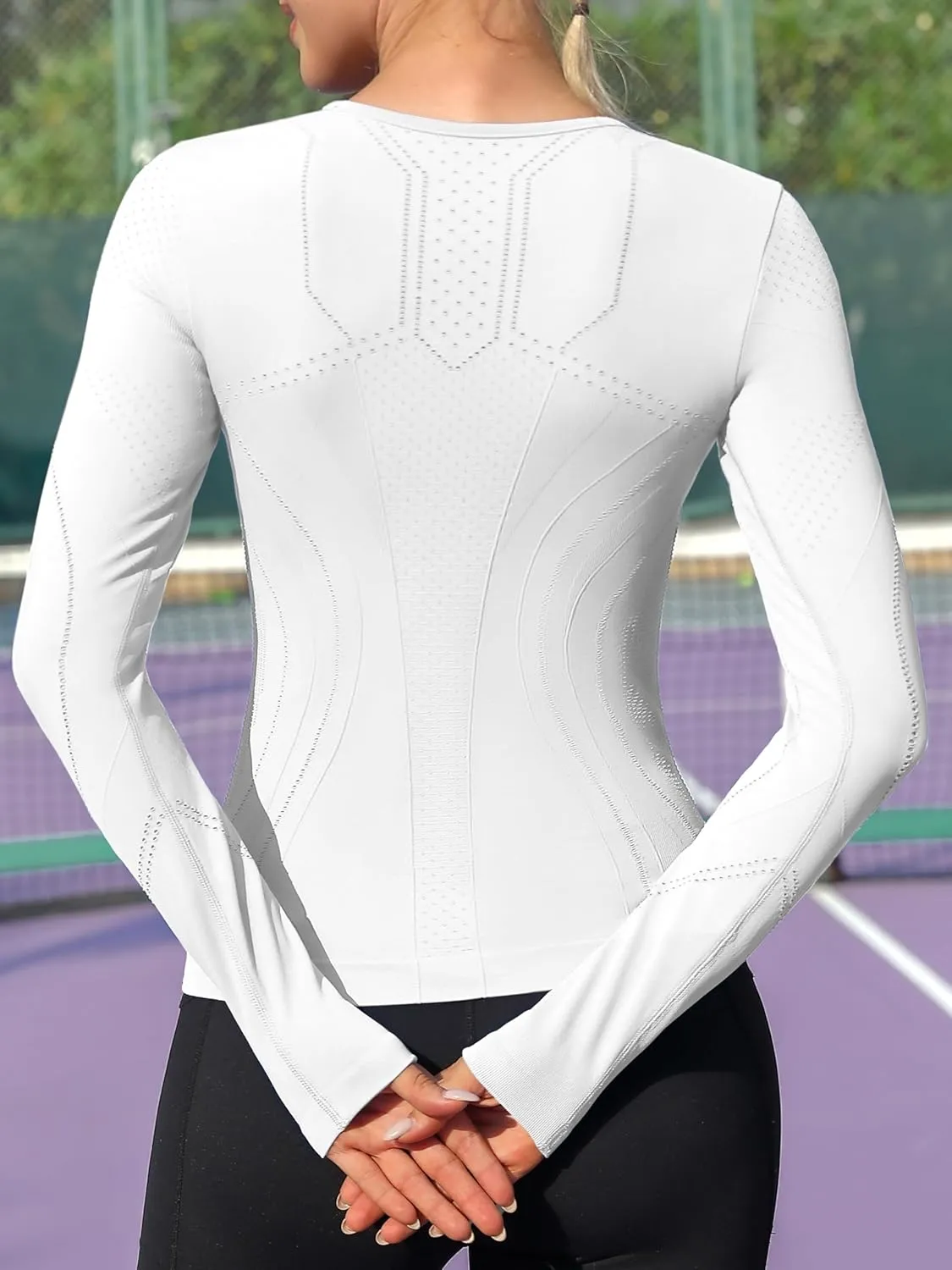 ATTRACO Seamless Workout Shirts for Women Long Sleeve Compression Shirts Slim Fit Athletic Yoga Tops