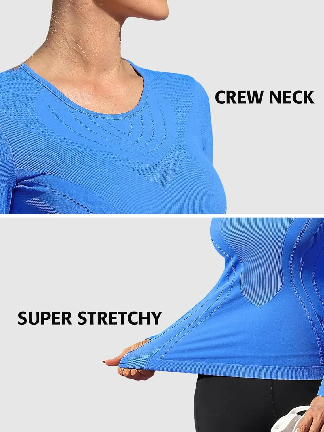 ATTRACO Seamless Workout Shirts for Women Long Sleeve Compression Shirts Slim Fit Athletic Yoga Tops