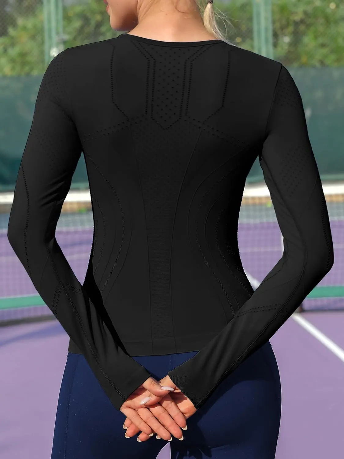 ATTRACO Seamless Workout Shirts for Women Long Sleeve Compression Shirts Slim Fit Athletic Yoga Tops