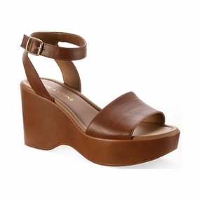 Audreey Womens Faux Leather Ankle Strap Wedge Sandals Contoured Support Logo Sole