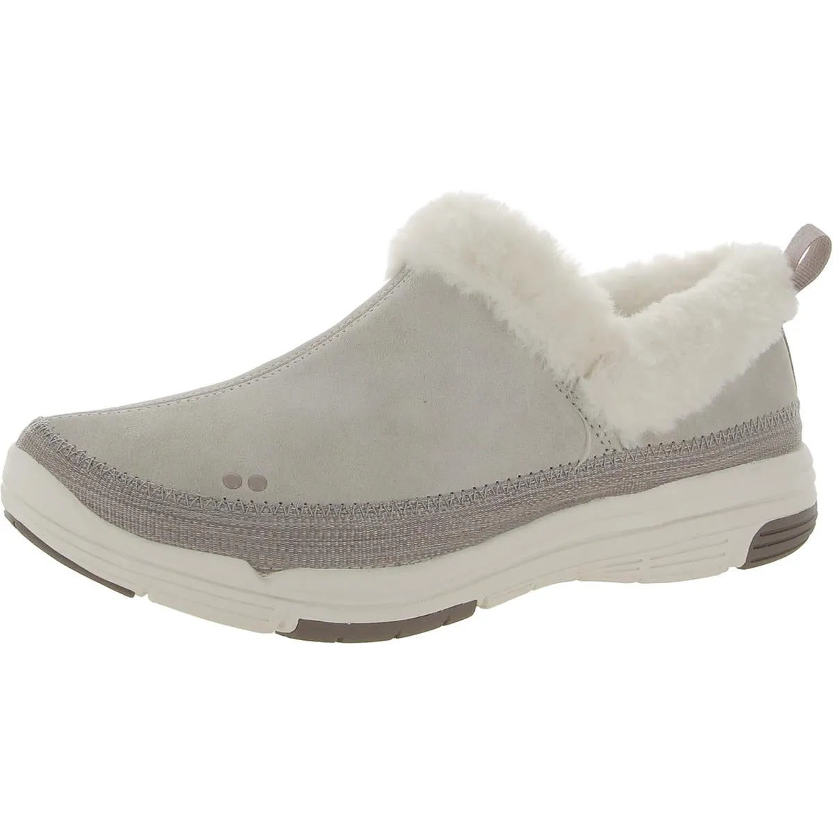 Awaken Womens Suede Faux Fur Slip-On Sneakers Soft Cushion