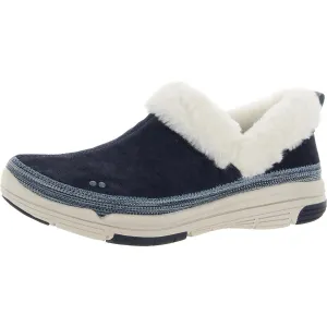 Awaken Womens Suede Faux Fur Slip-On Sneakers Comfortable Slip-on Fit
